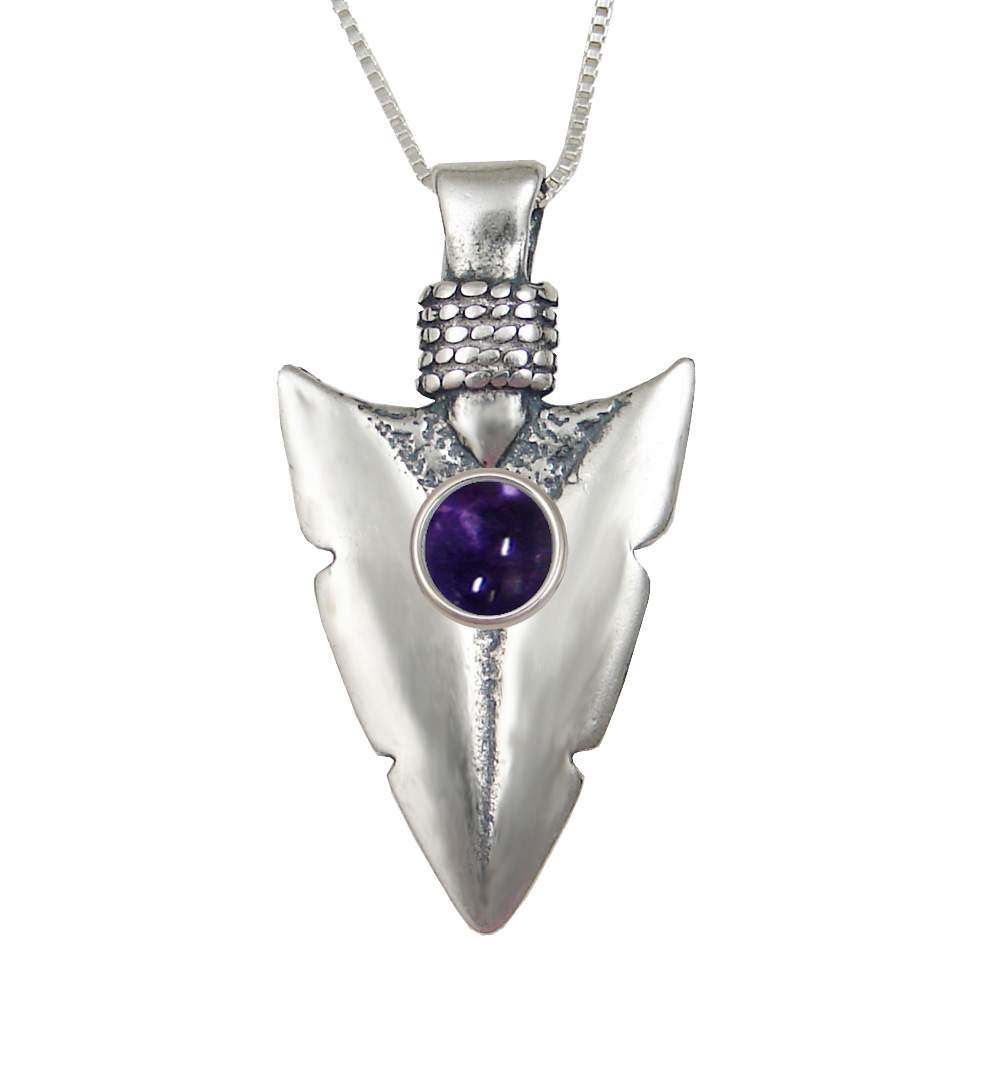 Sterling Silver Arrowhead of the Ancients Pendant With Iolite